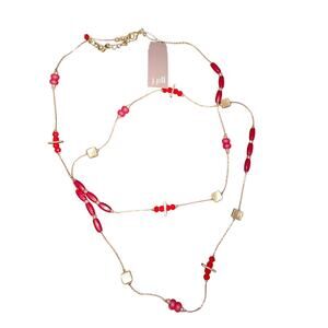 J Jill red agate and gold chain statement necklace MSRP $49 new